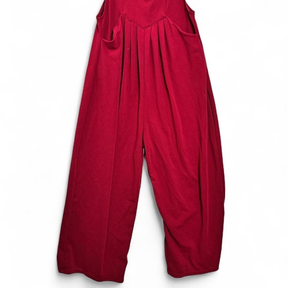 Halara Pockets Waffle Casual Overalls Red Wide Leg Sz S Dopamine Athleisure - Picture 4 of 7